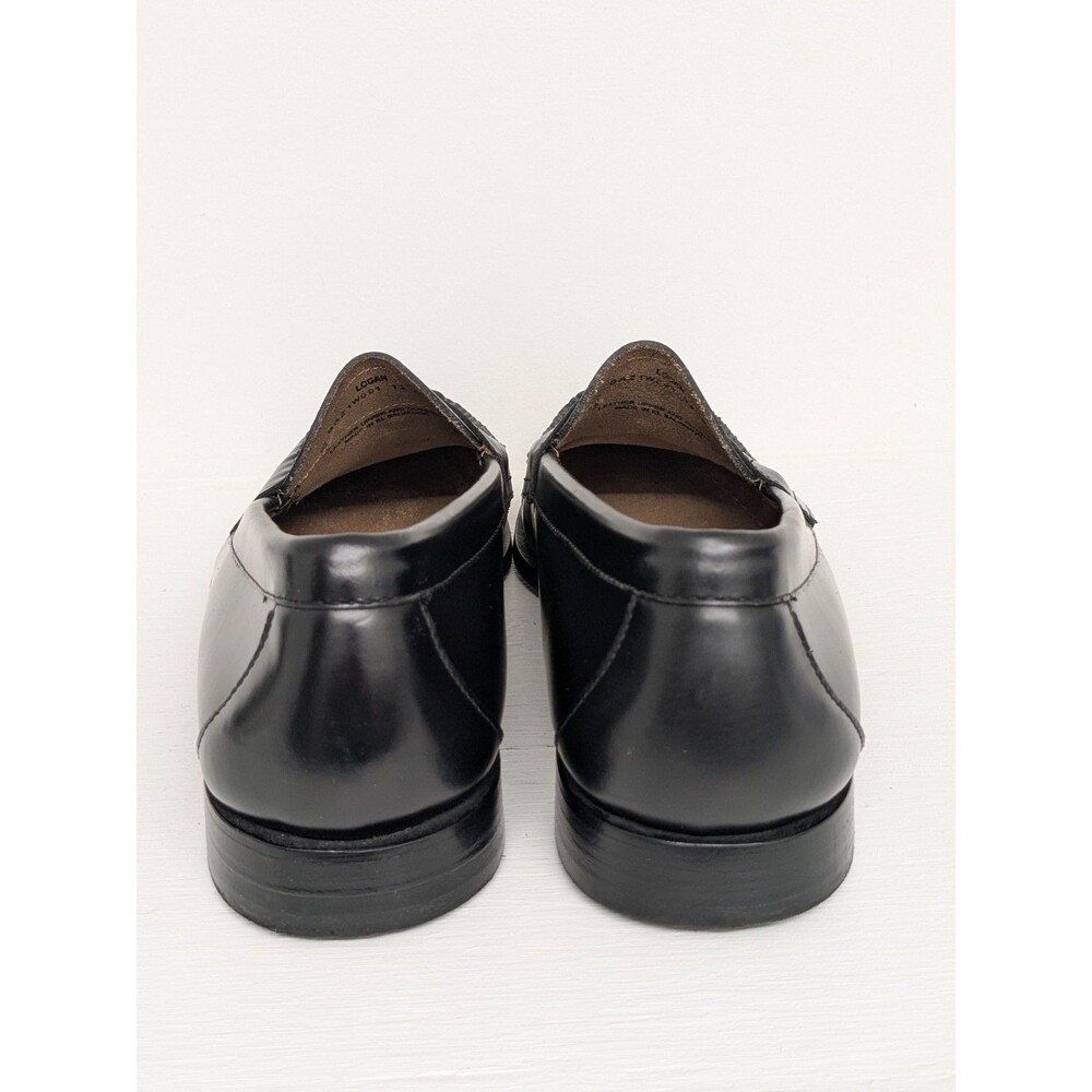 GH Bass Weejuns Logan Shoes Men's 13 D Black Leather Penny Loafers Moc Toe Dress - Picture 7 of 9
